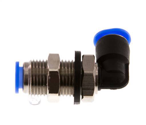 6mm 90deg Elbow Push-in Fitting Brass/PBT NBR Bulkhead Compact Design [2 Pieces]