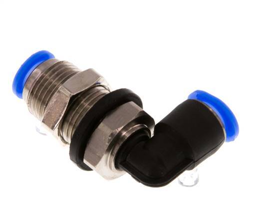 6mm 90deg Elbow Push-in Fitting Brass/PBT NBR Bulkhead Compact Design [2 Pieces]