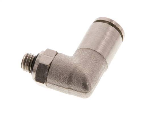 4mm x M 5 90 graden L-verbinding Messing Insteekfitting Buitendraad Draaibaar NBR [2 Stuks]
