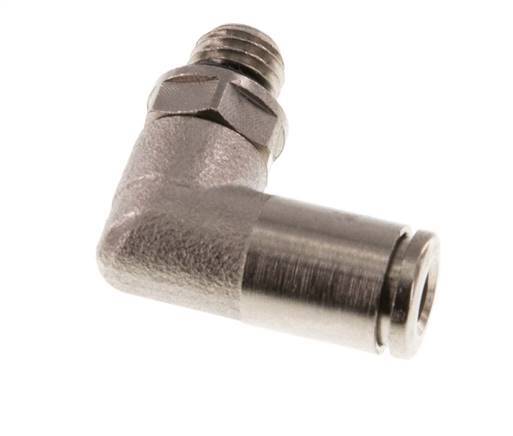 4mm x M 7 90 graden L-verbinding Messing Insteekfitting Buitendraad Draaibaar NBR [2 Stuks]