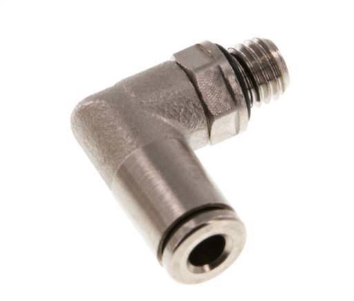 4mm x M 7 90 graden L-verbinding Messing Insteekfitting Buitendraad Draaibaar NBR [2 Stuks]
