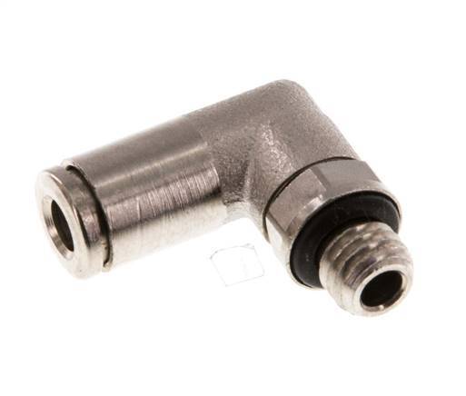 4mm x M 7 90 graden L-verbinding Messing Insteekfitting Buitendraad Draaibaar NBR [2 Stuks]
