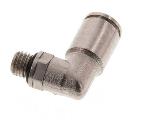 6mm x M 7 90 graden L-verbinding Messing Insteekfitting Buitendraad Draaibaar NBR [2 Stuks]