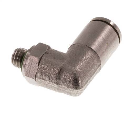 4mm x M 5 90deg Elbow Push-in Fitting with Male Threads Brass FKM Rotatable [2 Pieces]