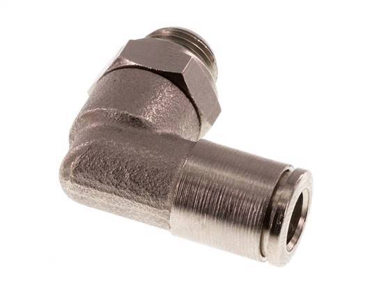 6mm x G1/8'' 90deg Elbow Push-in Fitting with Male Threads Brass FKM Rotatable [2 Pieces]