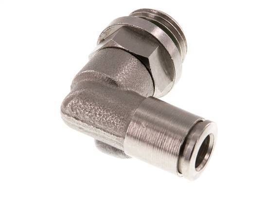 6mm x G1/4'' 90 graden L-verbinding Messing Insteekfitting Buitendraad Draaibaar FKM [2 Stuks]