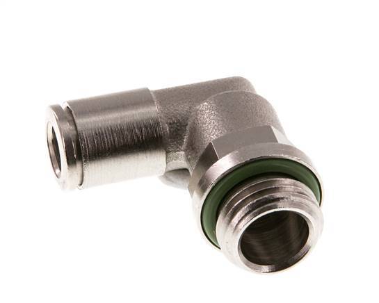 6mm x G1/4'' 90 graden L-verbinding Messing Insteekfitting Buitendraad Draaibaar FKM [2 Stuks]