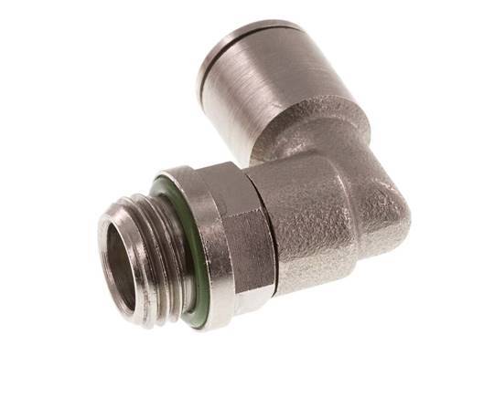 8mm x G1/4'' 90deg Elbow Push-in Fitting with Male Threads Brass FKM Rotatable [2 Pieces]