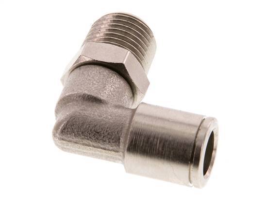 8mm x R1/4'' 90deg Elbow Push-in Fitting with Male Threads Brass FKM Rotatable [2 Pieces]