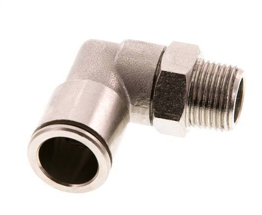 14mm x R3/8'' 90 graden L-verbinding Messing Insteekfitting Buitendraad Draaibaar FKM