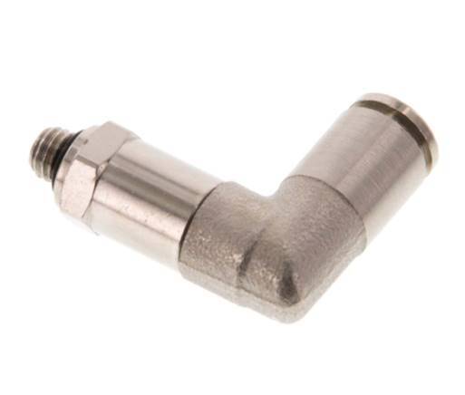 4mm x M 5 90 graden L-verbinding Messing Insteekfitting Buitendraad Lange Huls Draaibaar NBR