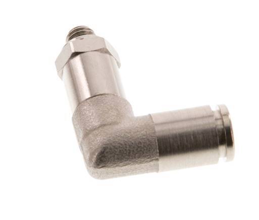 4mm x M 5 90 graden L-verbinding Messing Insteekfitting Buitendraad Lange Huls Draaibaar NBR