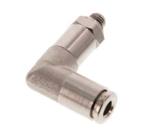 4mm x M 5 90 graden L-verbinding Messing Insteekfitting Buitendraad Lange Huls Draaibaar NBR