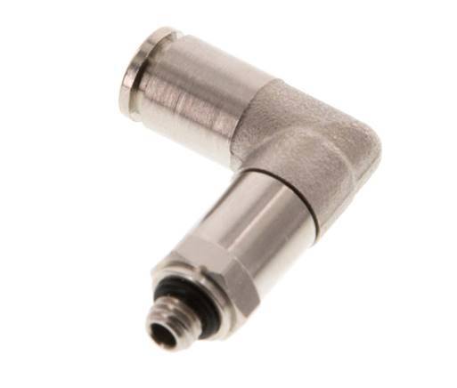 4mm x M 5 90 graden L-verbinding Messing Insteekfitting Buitendraad Lange Huls Draaibaar NBR