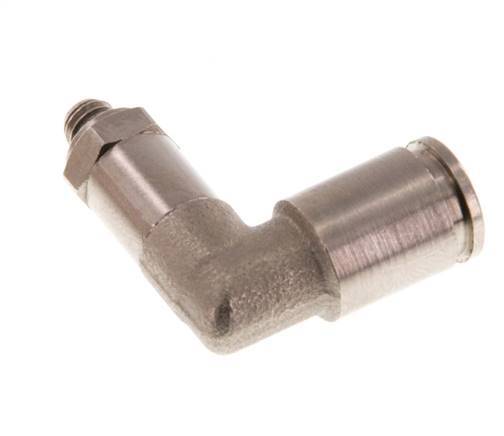 6mm x M 5 90 graden L-verbinding Messing Insteekfitting Buitendraad Lange Huls Draaibaar NBR