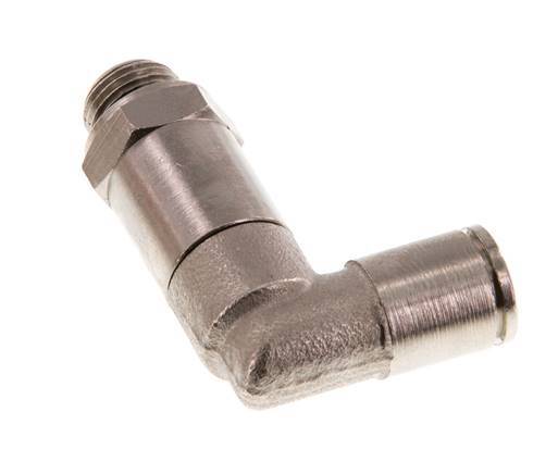 6mm x G1/8'' 90deg Elbow Push-in Fitting with Male Threads Brass NBR Long Sleeve Rotatable [2 Pieces]