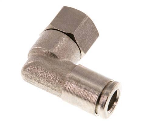 6mm x G1/8'' 90deg Elbow Push-in Fitting with Female Threads Brass NBR Rotatable [2 Pieces]