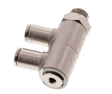 4mm x G1/8'' 2-way Manifold Push-in Fitting with Male Threads Brass NBR Rotatable