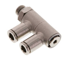 6mm x G1/8'' 2-way Manifold Push-in Fitting with Male Threads Brass NBR Rotatable