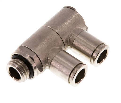 8mm x G1/4'' 2-way Manifold Push-in Fitting with Male Threads Brass NBR Rotatable