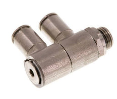 8mm x G1/4'' 2-way Manifold Push-in Fitting with Male Threads Brass NBR Rotatable