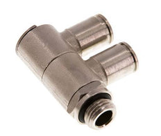 8mm x G1/4'' 2-way Manifold Push-in Fitting with Male Threads Brass NBR Rotatable