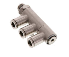 6mm x G1/8'' 3-way Manifold Push-in Fitting with Male Threads Brass NBR Rotatable