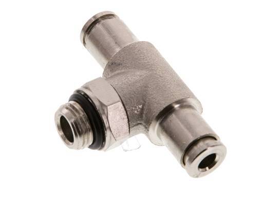 4mm x G1/8'' Inline Tee Push-in Fitting with Male Threads Brass NBR Rotatable