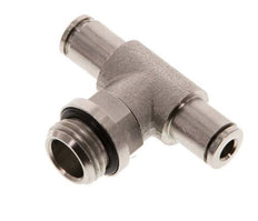 4mm x G1/4'' Inline Tee Push-in Fitting with Male Threads Brass NBR Rotatable