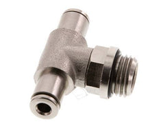 4mm x G1/4'' Inline Tee Push-in Fitting with Male Threads Brass NBR Rotatable