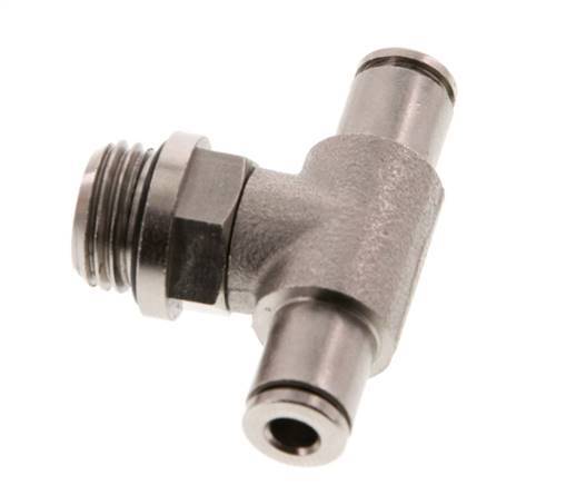 4mm x G1/4'' Inline Tee Push-in Fitting with Male Threads Brass NBR Rotatable