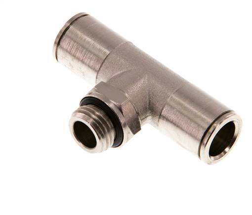 10mm x G1/4'' Inline Tee Push-in Fitting with Male Threads Brass NBR Rotatable