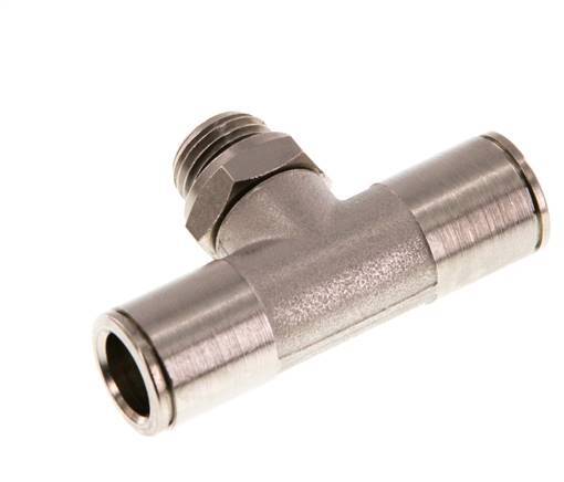 10mm x G1/4'' Inline Tee Push-in Fitting with Male Threads Brass NBR Rotatable
