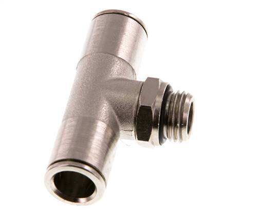 10mm x G1/4'' Inline Tee Push-in Fitting with Male Threads Brass NBR Rotatable