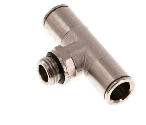 10mm x G1/4'' Inline Tee Push-in Fitting with Male Threads Brass NBR Rotatable