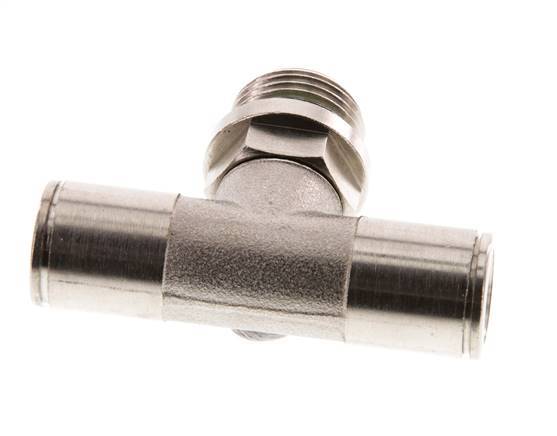 10mm x G3/8'' Inline Tee Push-in Fitting with Male Threads Brass FKM Rotatable