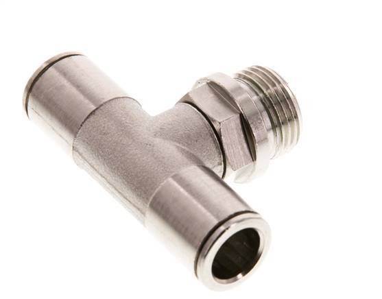 10mm x G3/8'' Inline Tee Push-in Fitting with Male Threads Brass FKM Rotatable