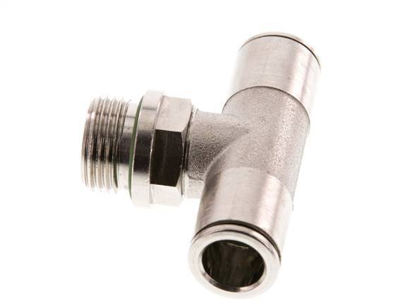 10mm x G3/8'' Inline Tee Push-in Fitting with Male Threads Brass FKM Rotatable