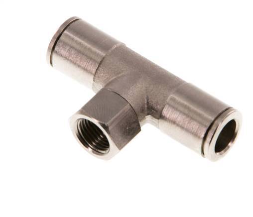 8mm x G1/8'' Inline Tee Push-in Fitting with Female Threads Brass NBR Rotatable