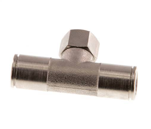 8mm x G1/8'' Inline Tee Push-in Fitting with Female Threads Brass NBR Rotatable