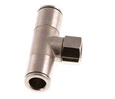 8mm x G1/8'' Inline Tee Push-in Fitting with Female Threads Brass NBR Rotatable