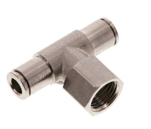 6mm x G1/4'' Inline Tee Push-in Fitting with Female Threads Brass NBR Rotatable