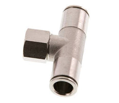 10mm x G1/4'' Inline Tee Push-in Fitting with Female Threads Brass NBR Rotatable