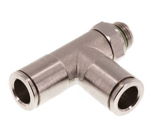 8mm x G1/8'' rechte hoek T-stuk Messing Insteekfitting Buitendraad Draaibaar FKM