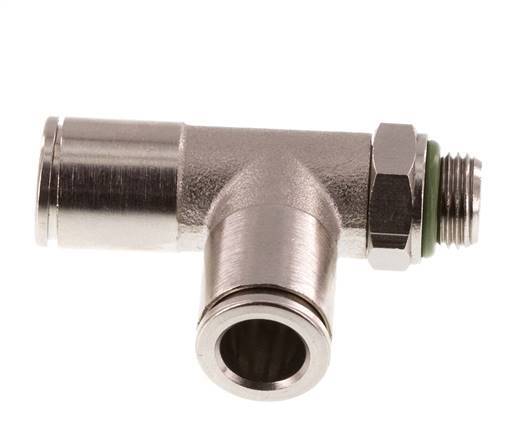 8mm x G1/8'' rechte hoek T-stuk Messing Insteekfitting Buitendraad Draaibaar FKM
