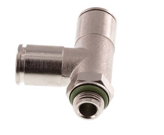 8mm x G1/8'' rechte hoek T-stuk Messing Insteekfitting Buitendraad Draaibaar FKM