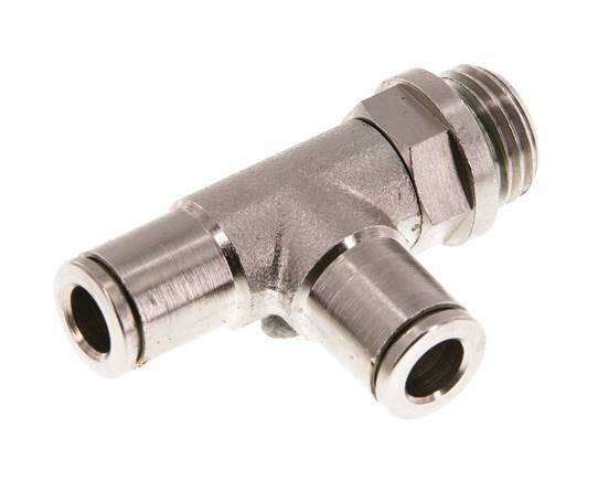 6mm x G1/4'' rechte hoek T-stuk Messing Insteekfitting Buitendraad Draaibaar FKM