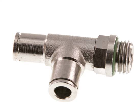 6mm x G1/4'' rechte hoek T-stuk Messing Insteekfitting Buitendraad Draaibaar FKM