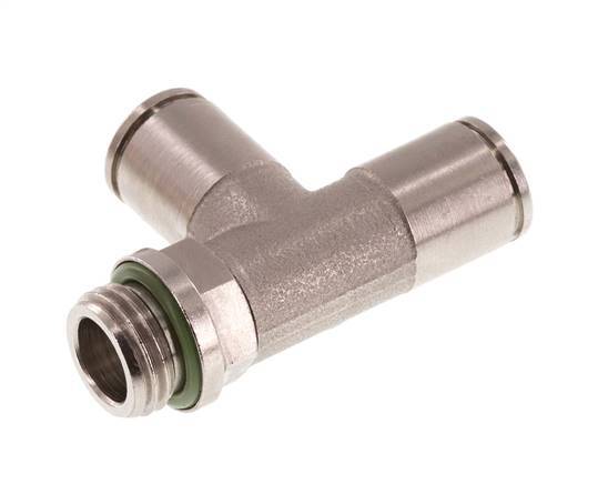8mm x G1/4'' rechte hoek T-stuk Messing Insteekfitting Buitendraad Draaibaar FKM