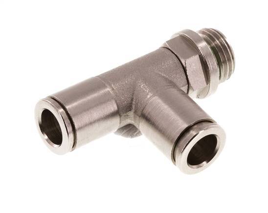 8mm x G1/4'' rechte hoek T-stuk Messing Insteekfitting Buitendraad Draaibaar FKM